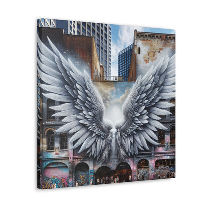 "Divine Wings in Urban Canvas" - Canvas - Authentic4Us