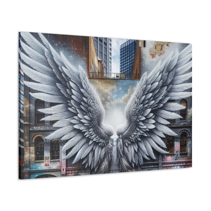 "Divine Wings in Urban Canvas" - Canvas - Authentic4Us