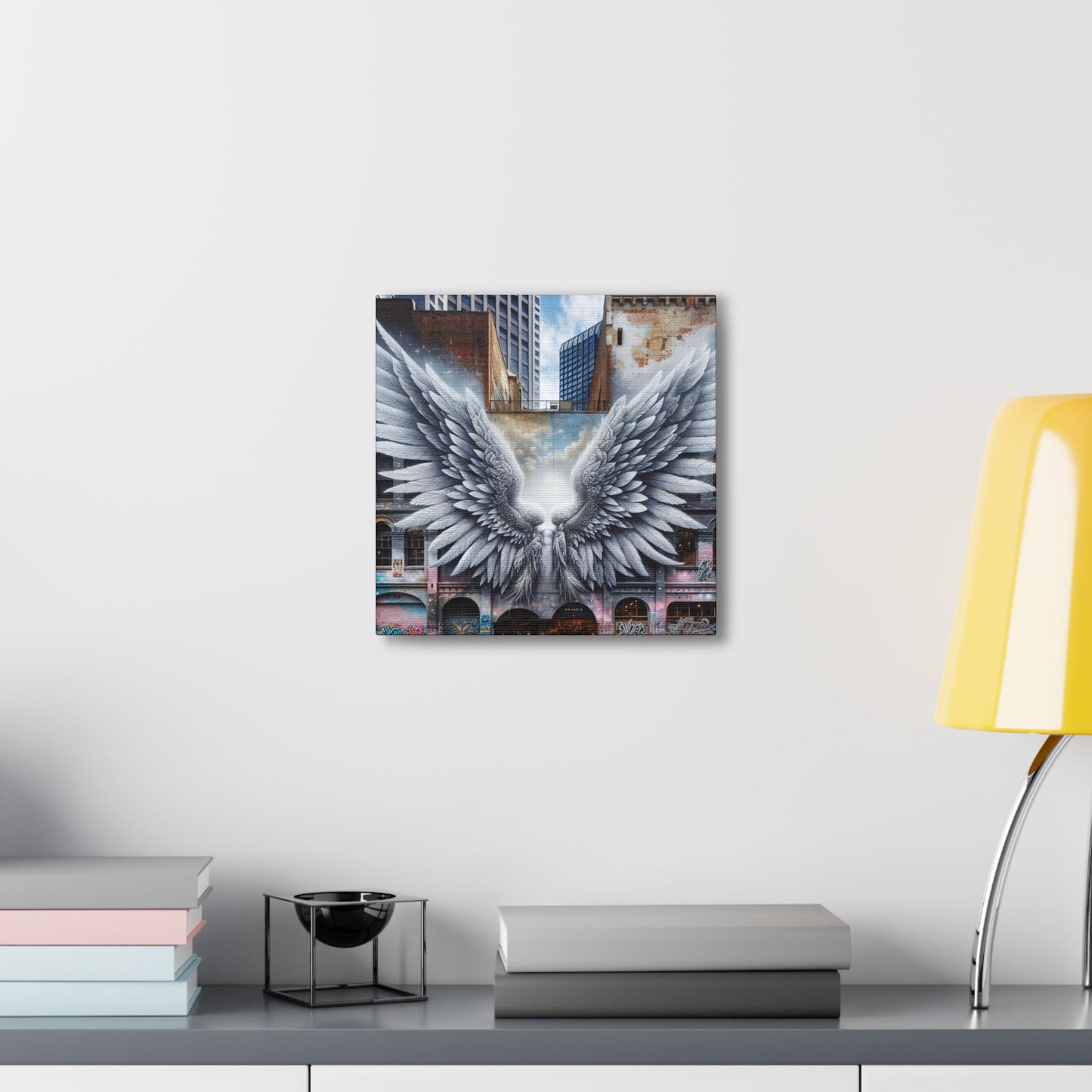 "Divine Wings in Urban Canvas" - Canvas - Authentic4Us