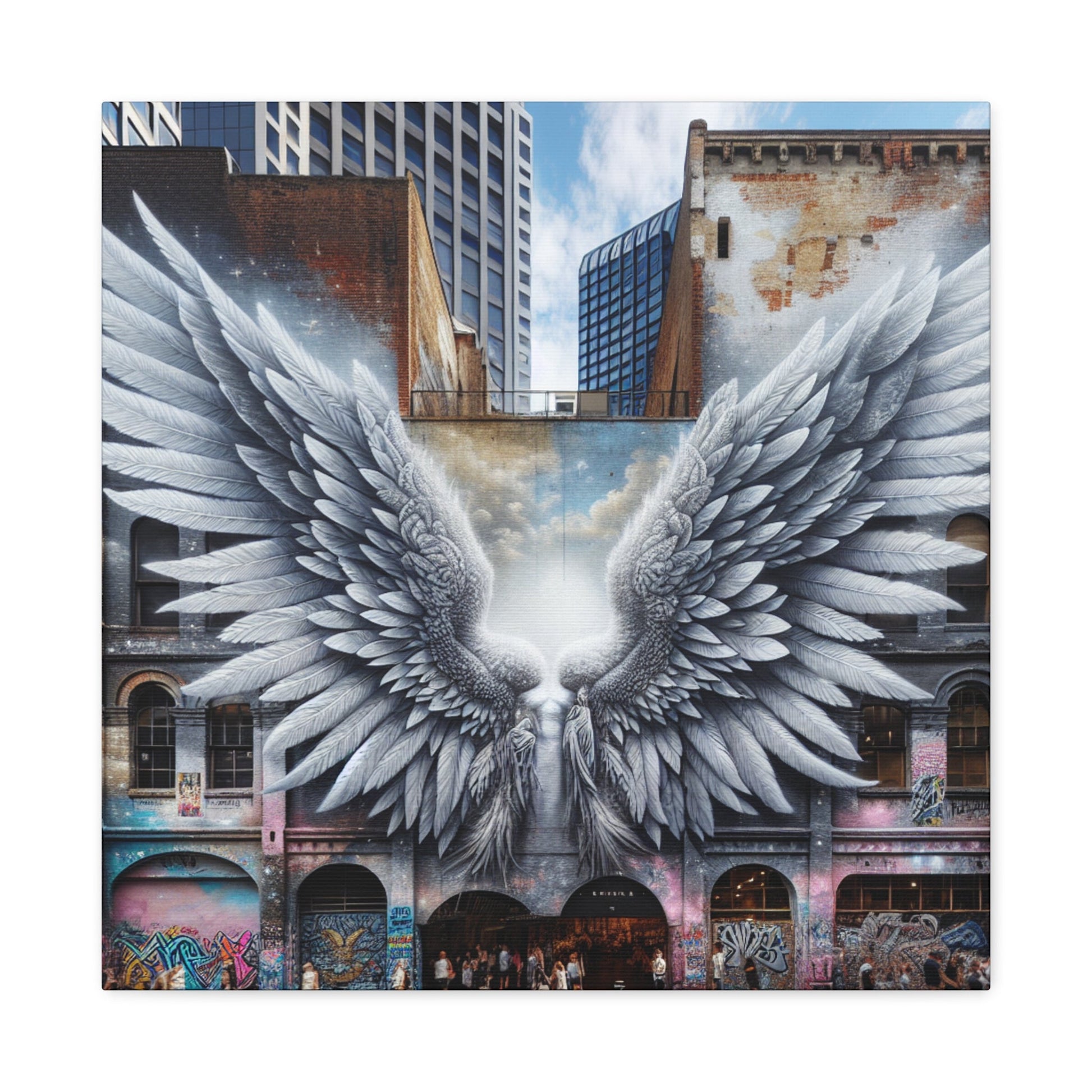 "Divine Wings in Urban Canvas" - Canvas - Authentic4Us