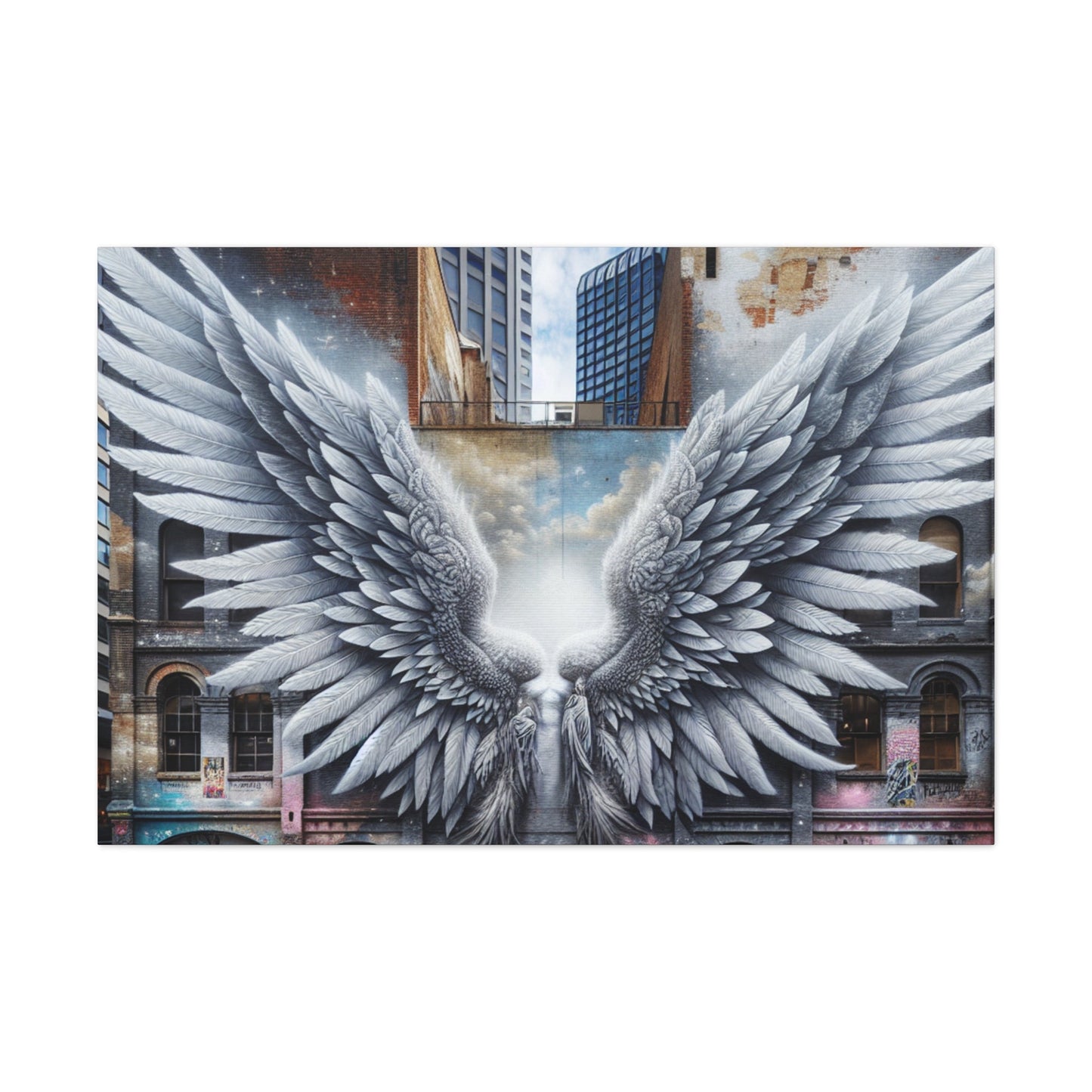 "Divine Wings in Urban Canvas" - Canvas - Authentic4Us