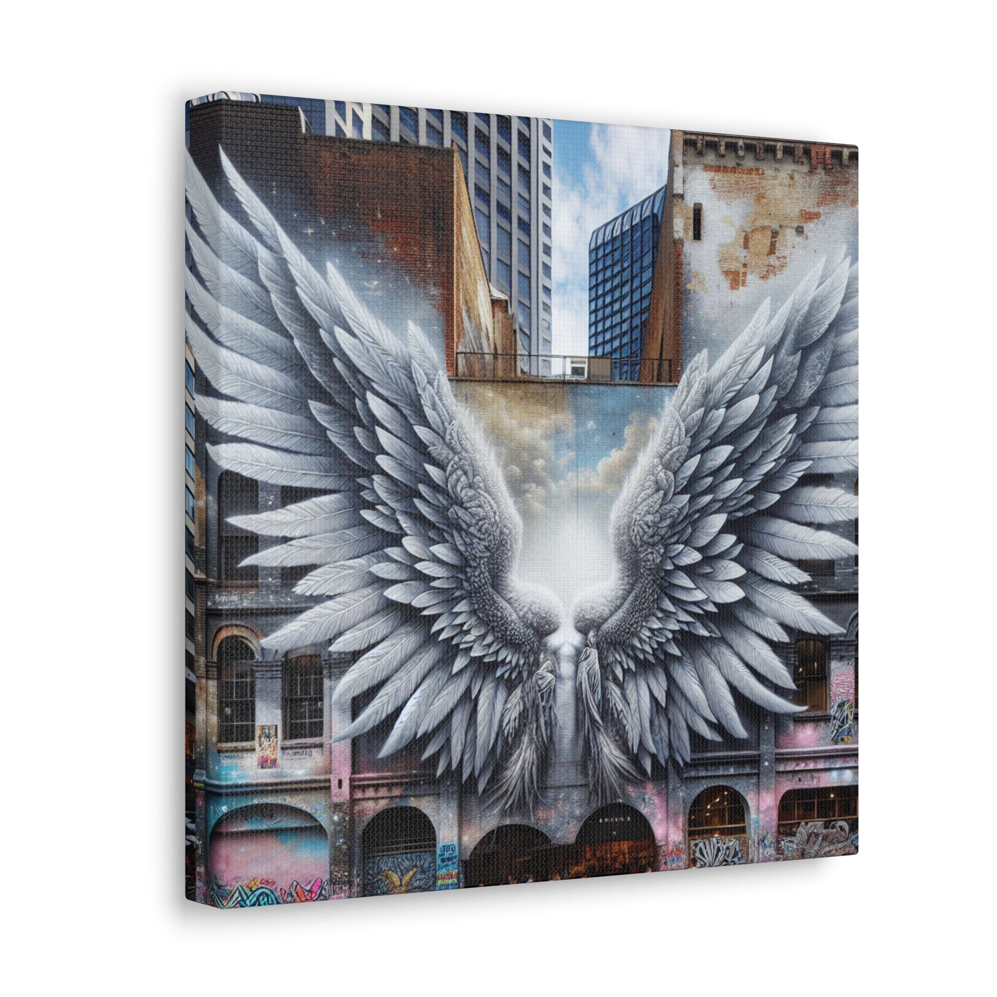 "Divine Wings in Urban Canvas" - Canvas - Authentic4Us