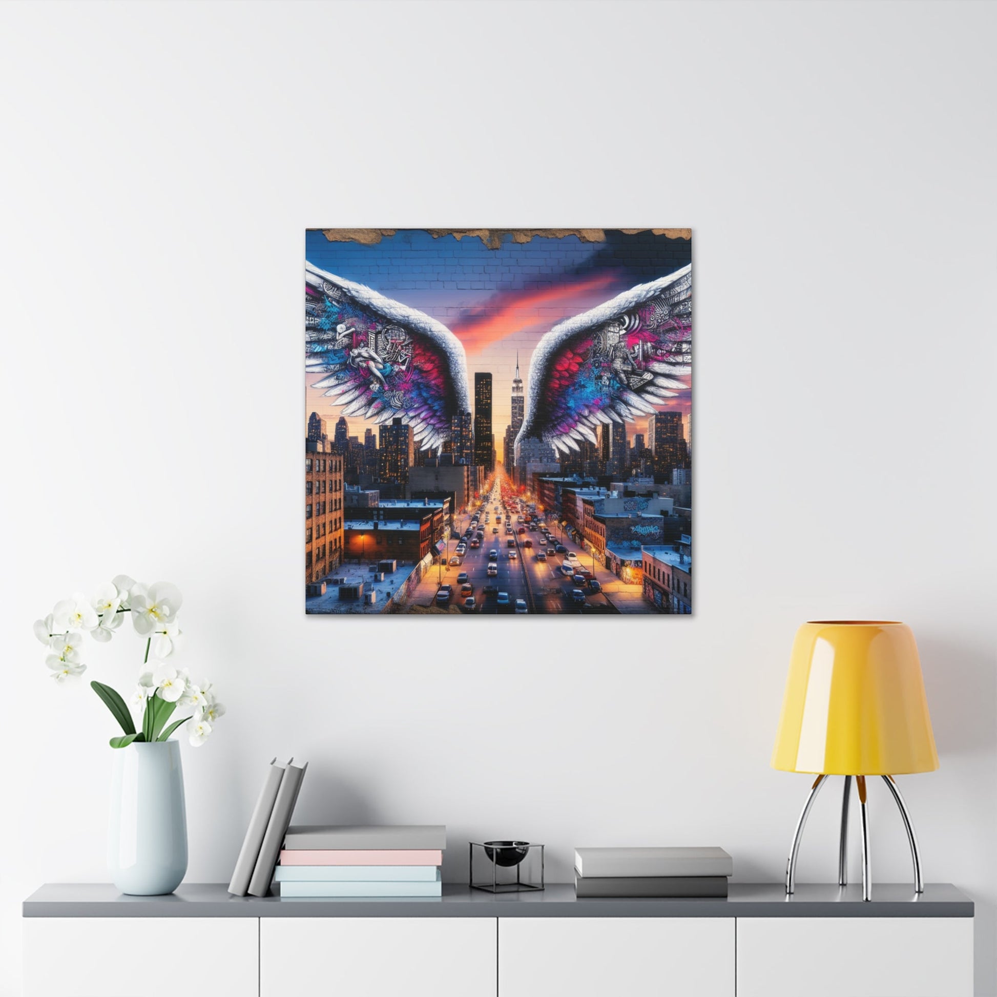 "Dusk Dreamscape with Winged Marvel" - Canvas - Authentic4Us