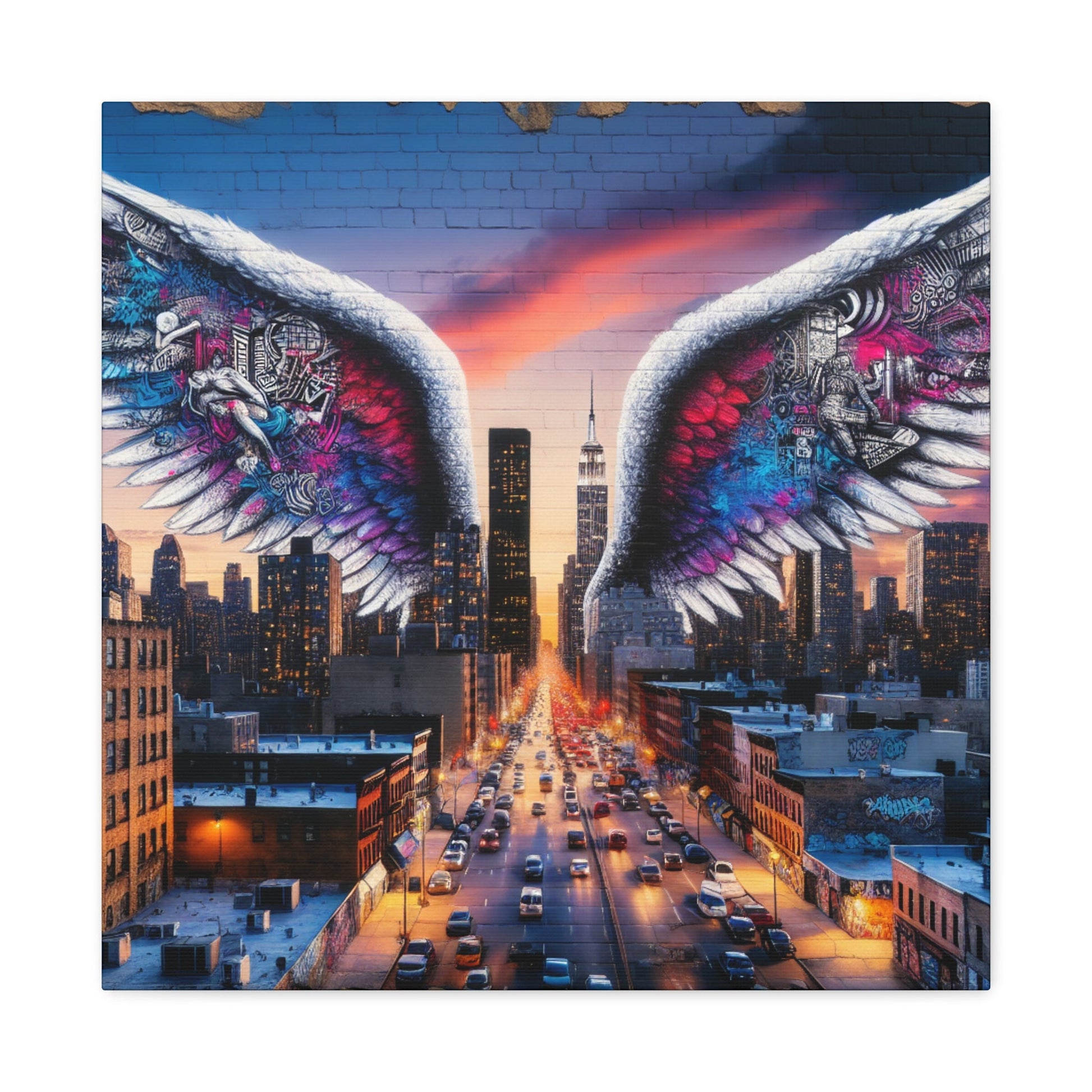 "Dusk Dreamscape with Winged Marvel" - Canvas - Authentic4Us