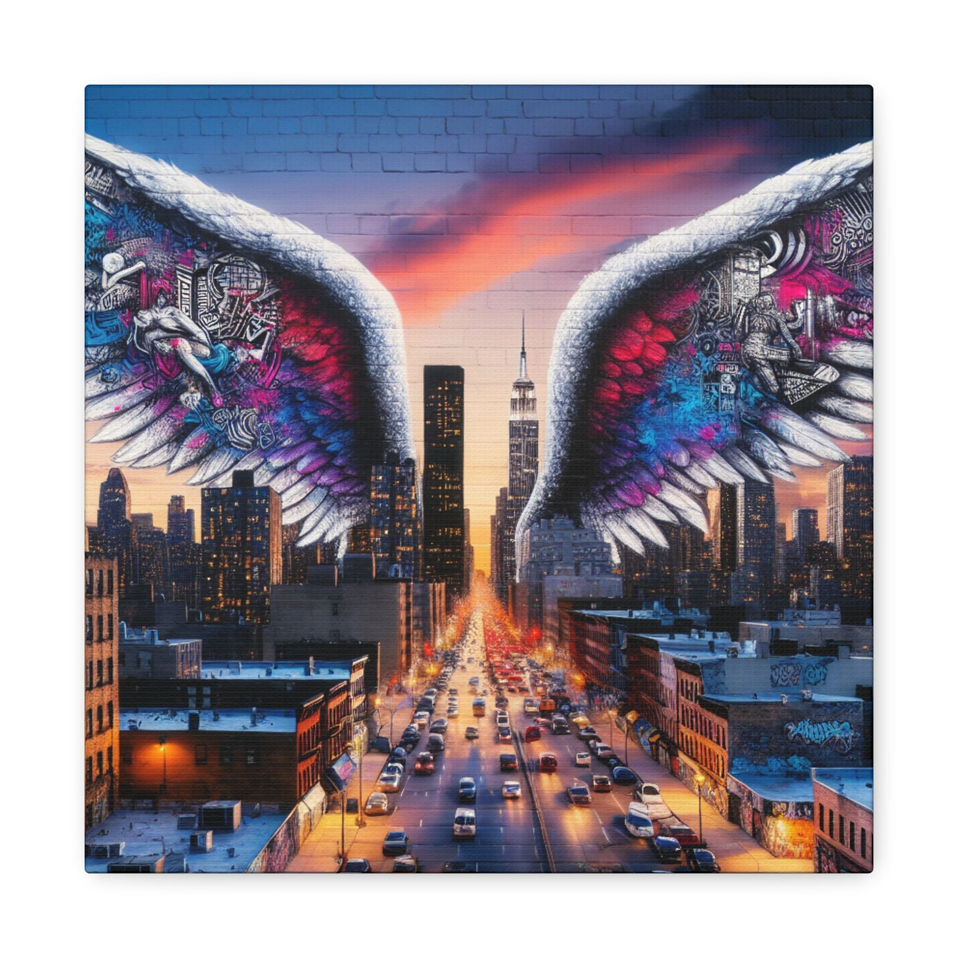 "Dusk Dreamscape with Winged Marvel" - Canvas - Authentic4Us