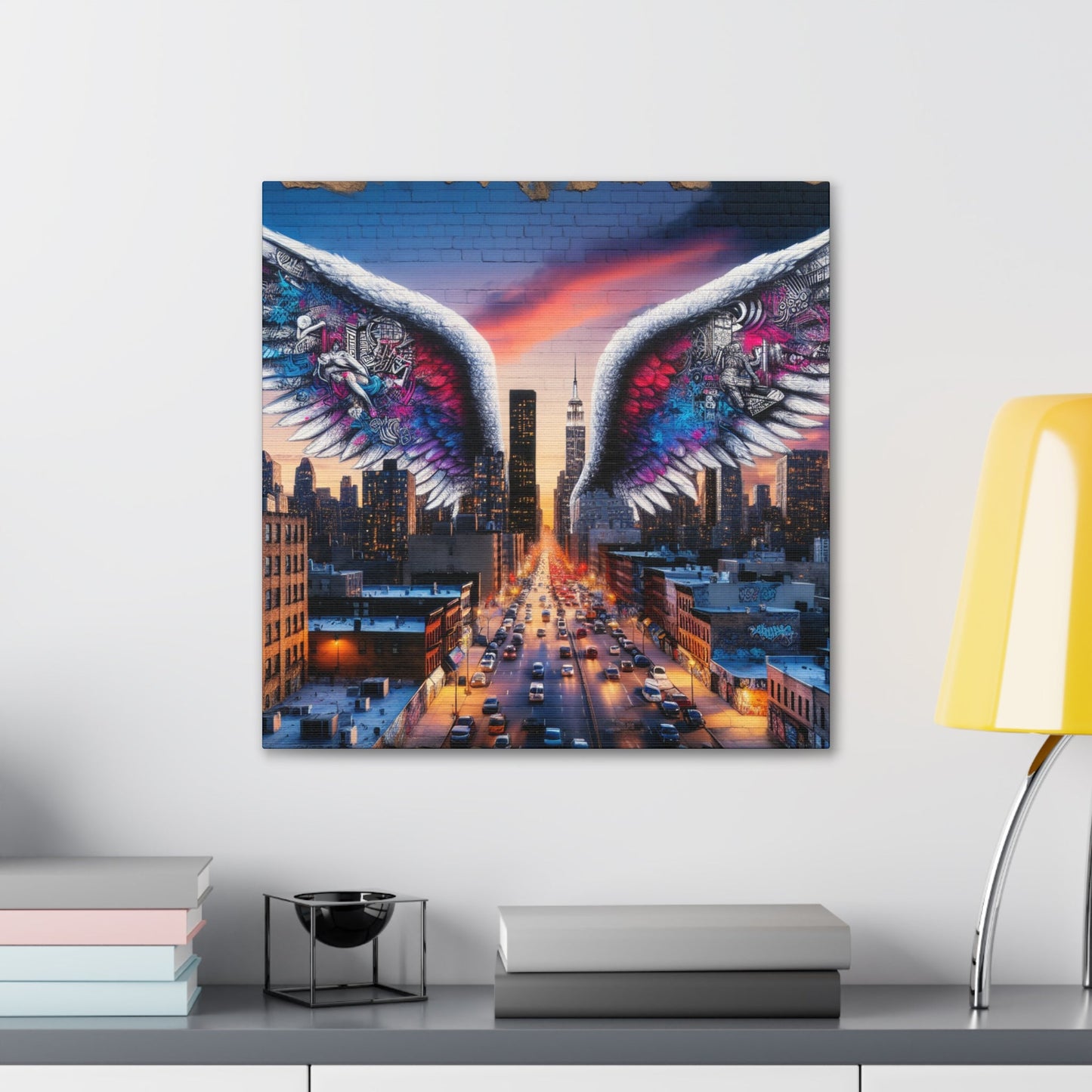 "Dusk Dreamscape with Winged Marvel" - Canvas - Authentic4Us