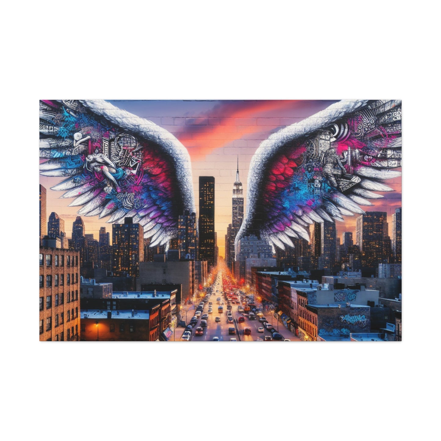 "Dusk Dreamscape with Winged Marvel" - Canvas - Authentic4Us