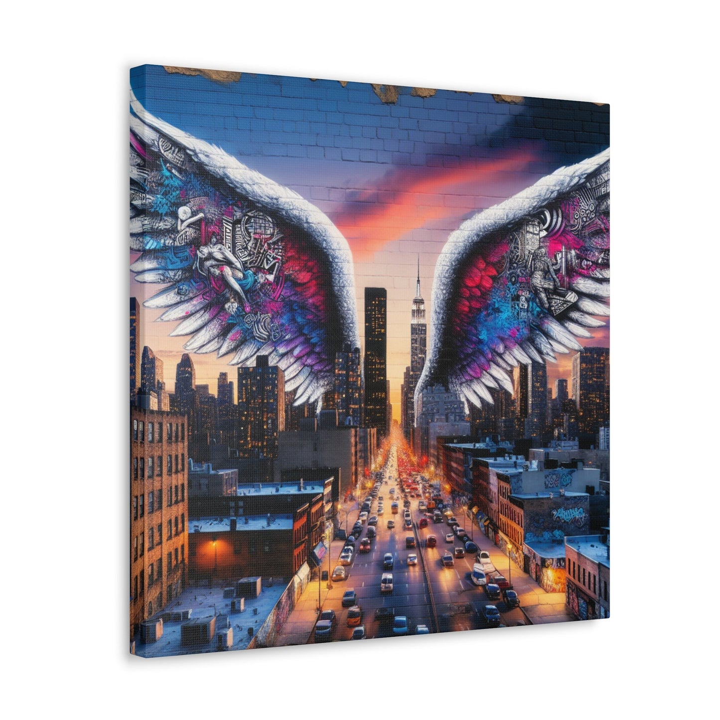 "Dusk Dreamscape with Winged Marvel" - Canvas - Authentic4Us