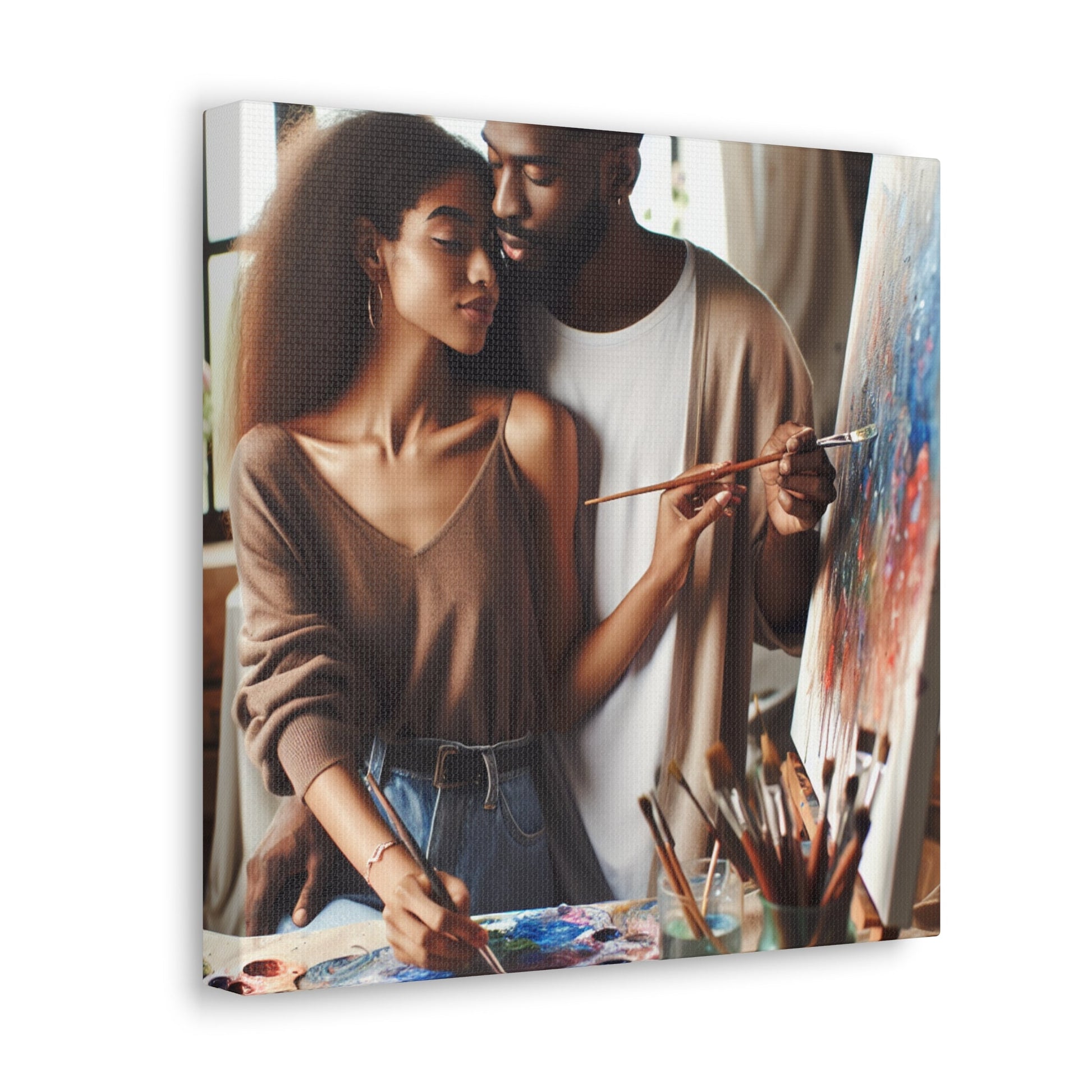 Dynamic Duo Embracing Artistic Passion - Canvas - Authentic4Us