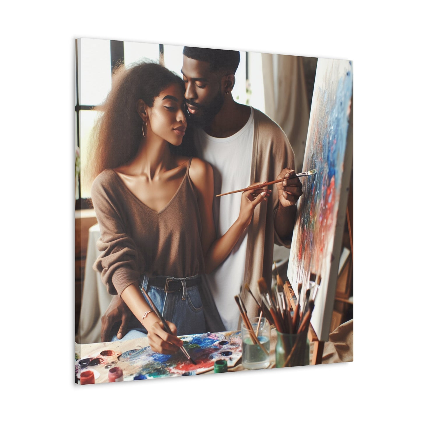 Dynamic Duo Embracing Artistic Passion - Canvas - Authentic4Us