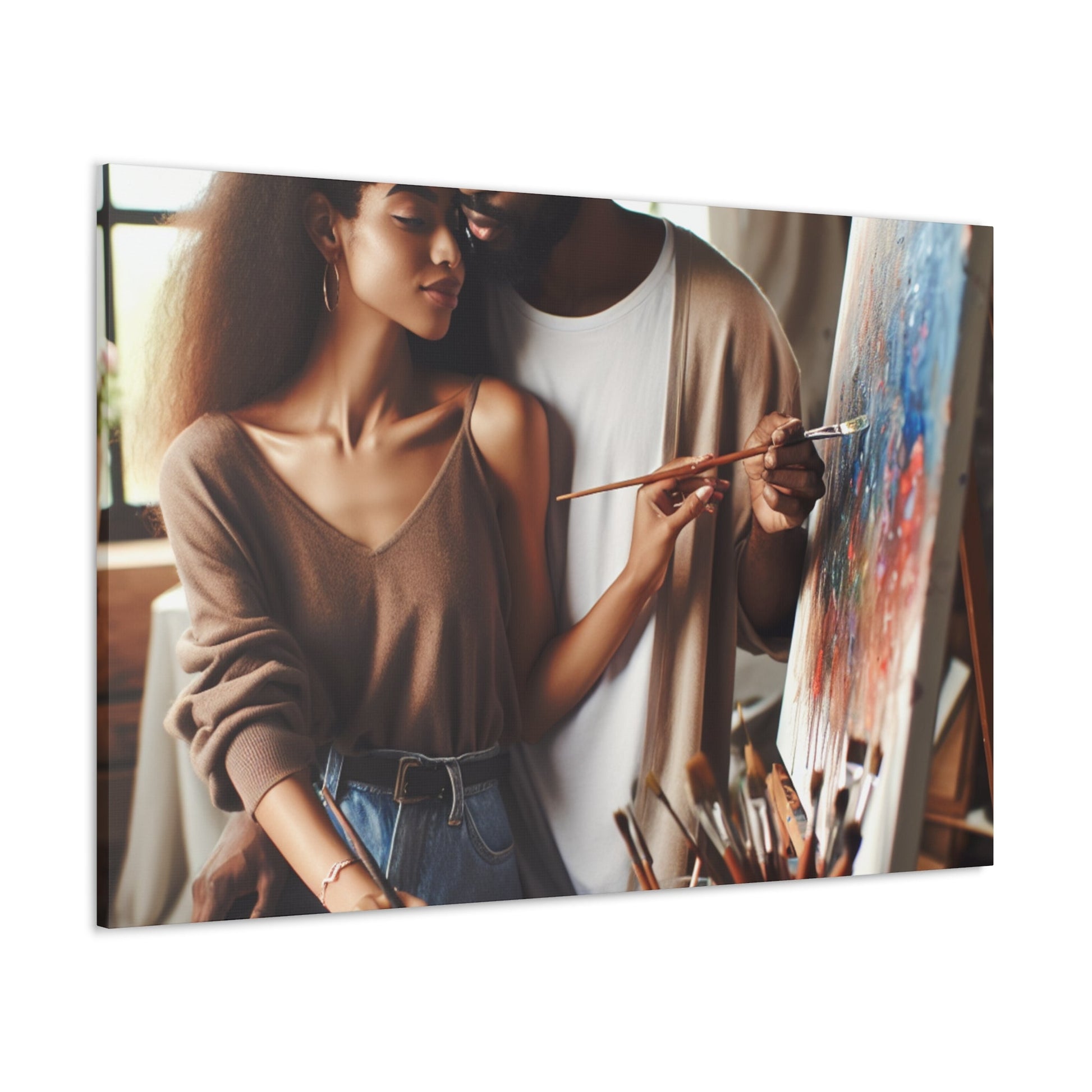 Dynamic Duo Embracing Artistic Passion - Canvas - Authentic4Us