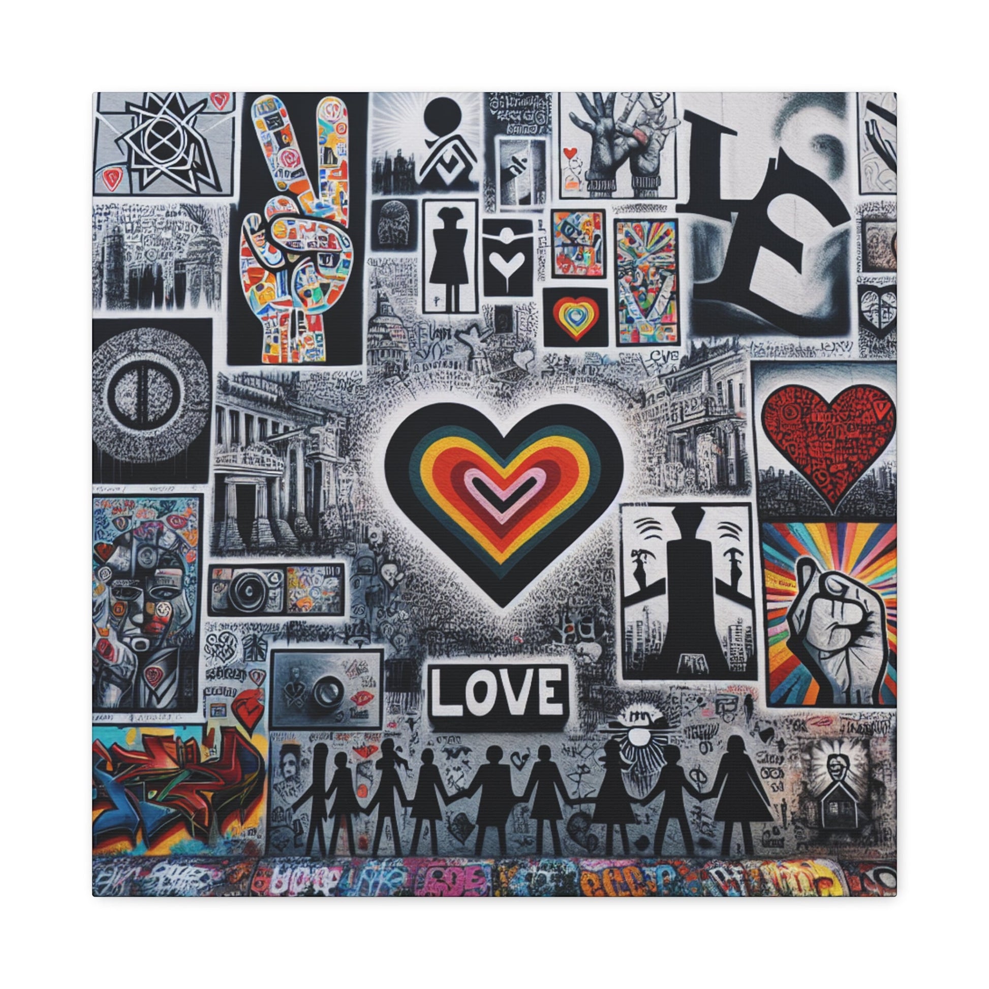 "Eclectic Love Mural: Vibrant Unity" - Canvas - Authentic4Us