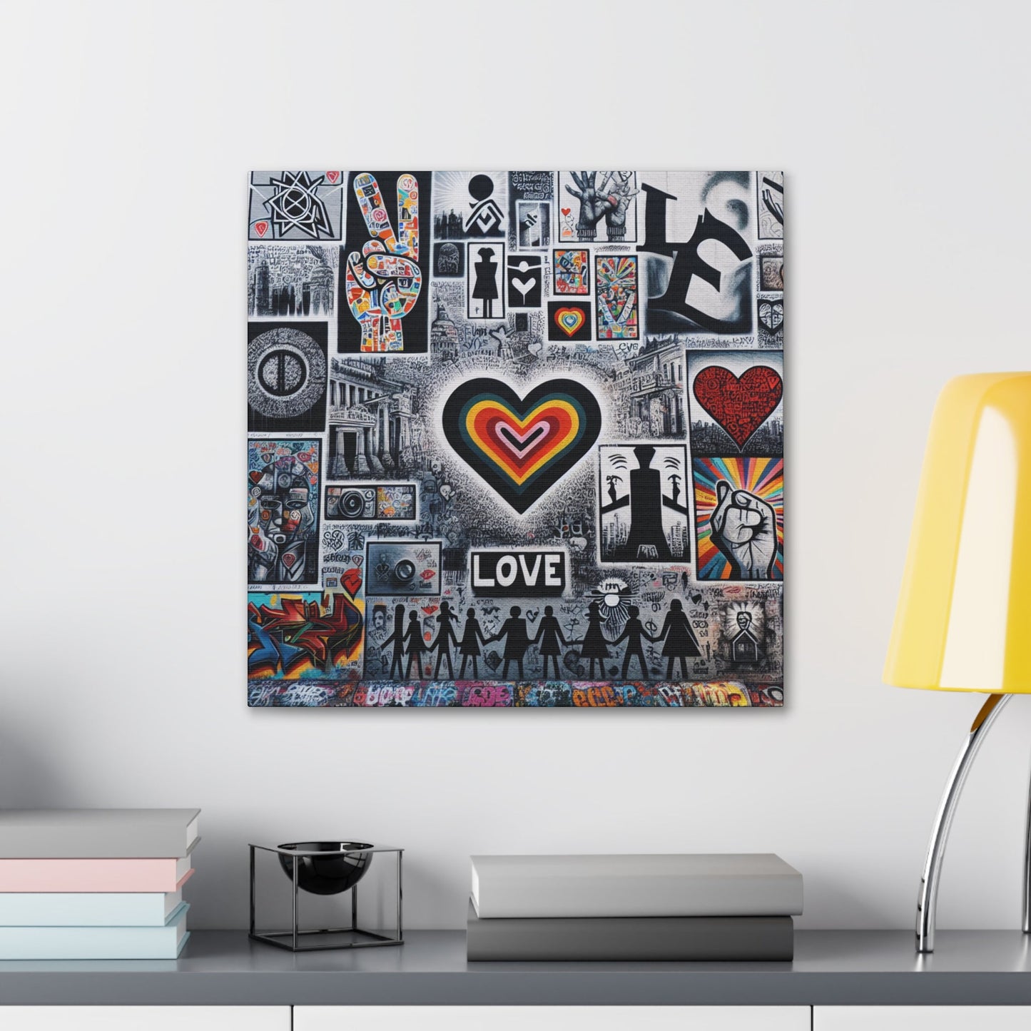 "Eclectic Love Mural: Vibrant Unity" - Canvas - Authentic4Us