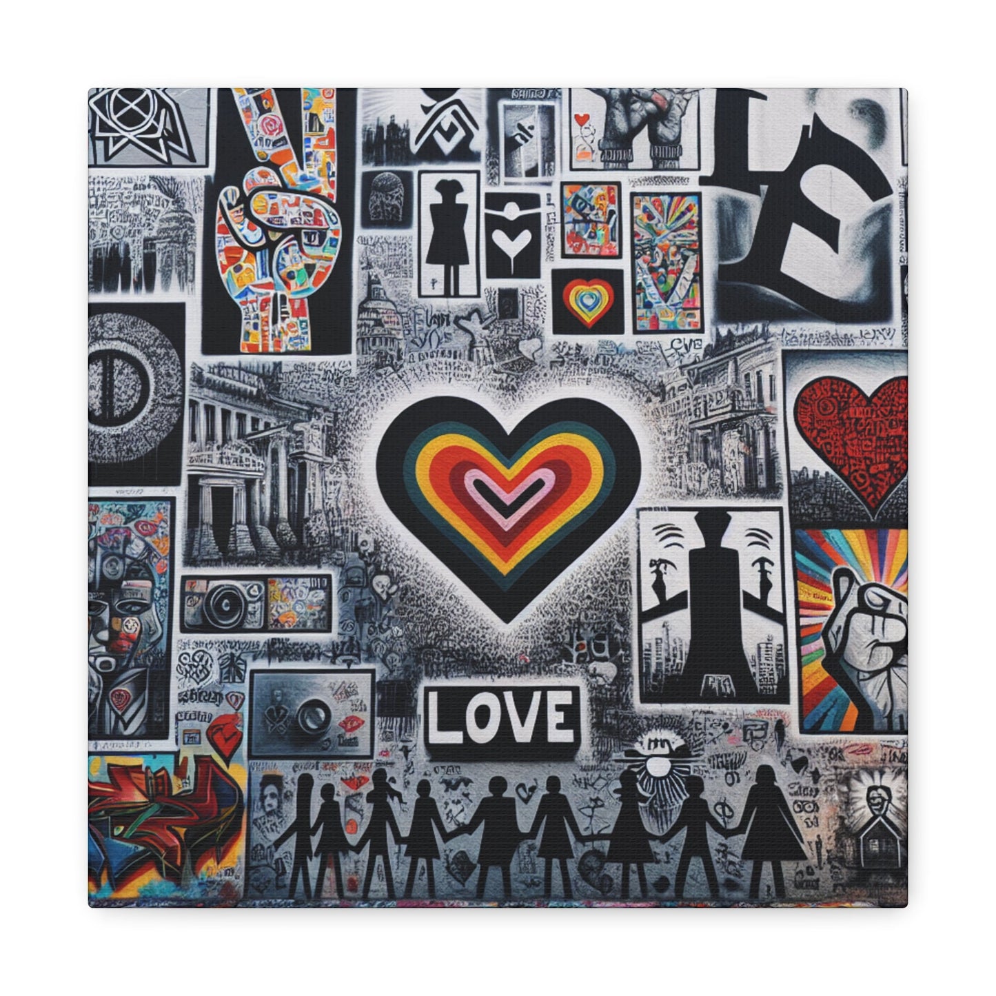 "Eclectic Love Mural: Vibrant Unity" - Canvas - Authentic4Us