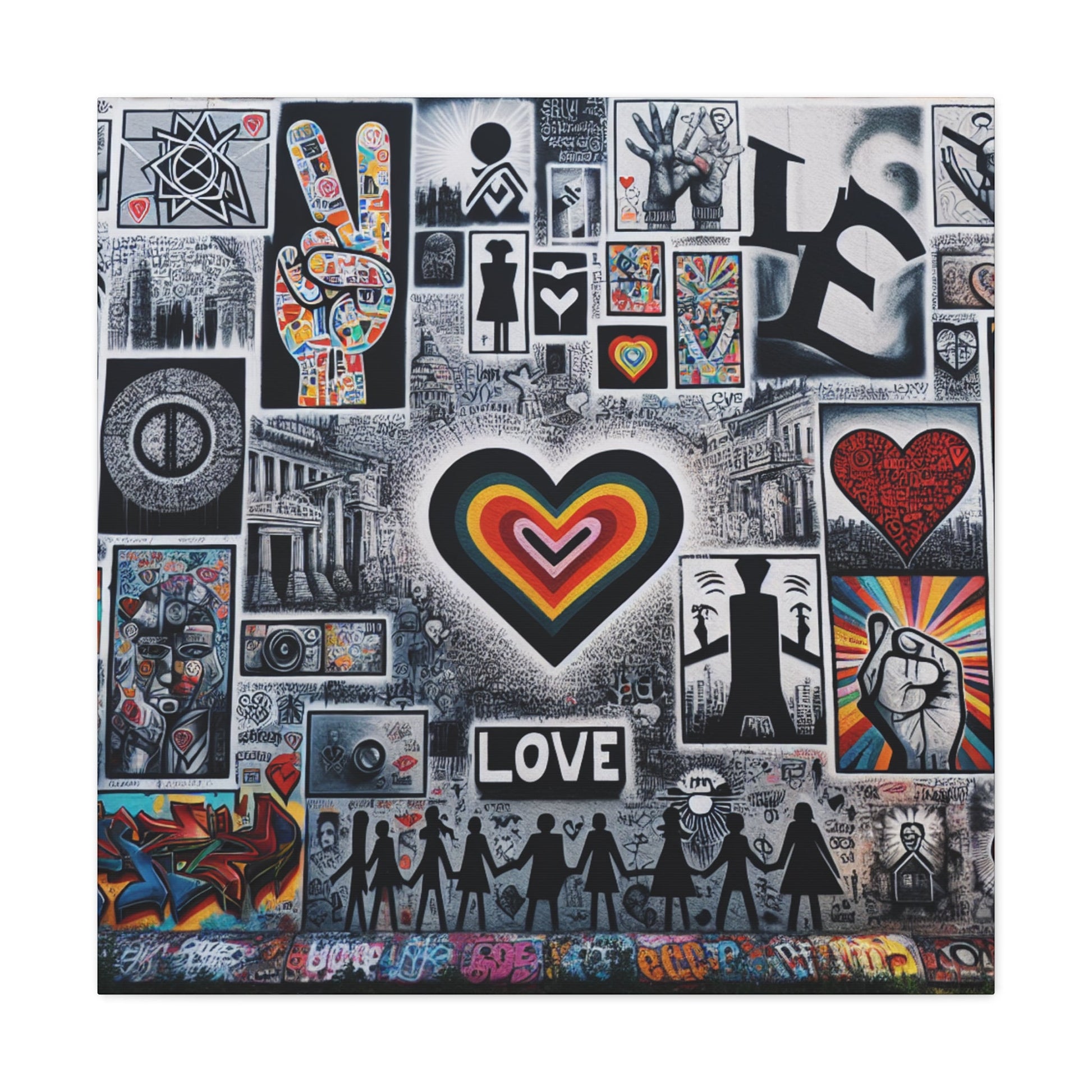 "Eclectic Love Mural: Vibrant Unity" - Canvas - Authentic4Us