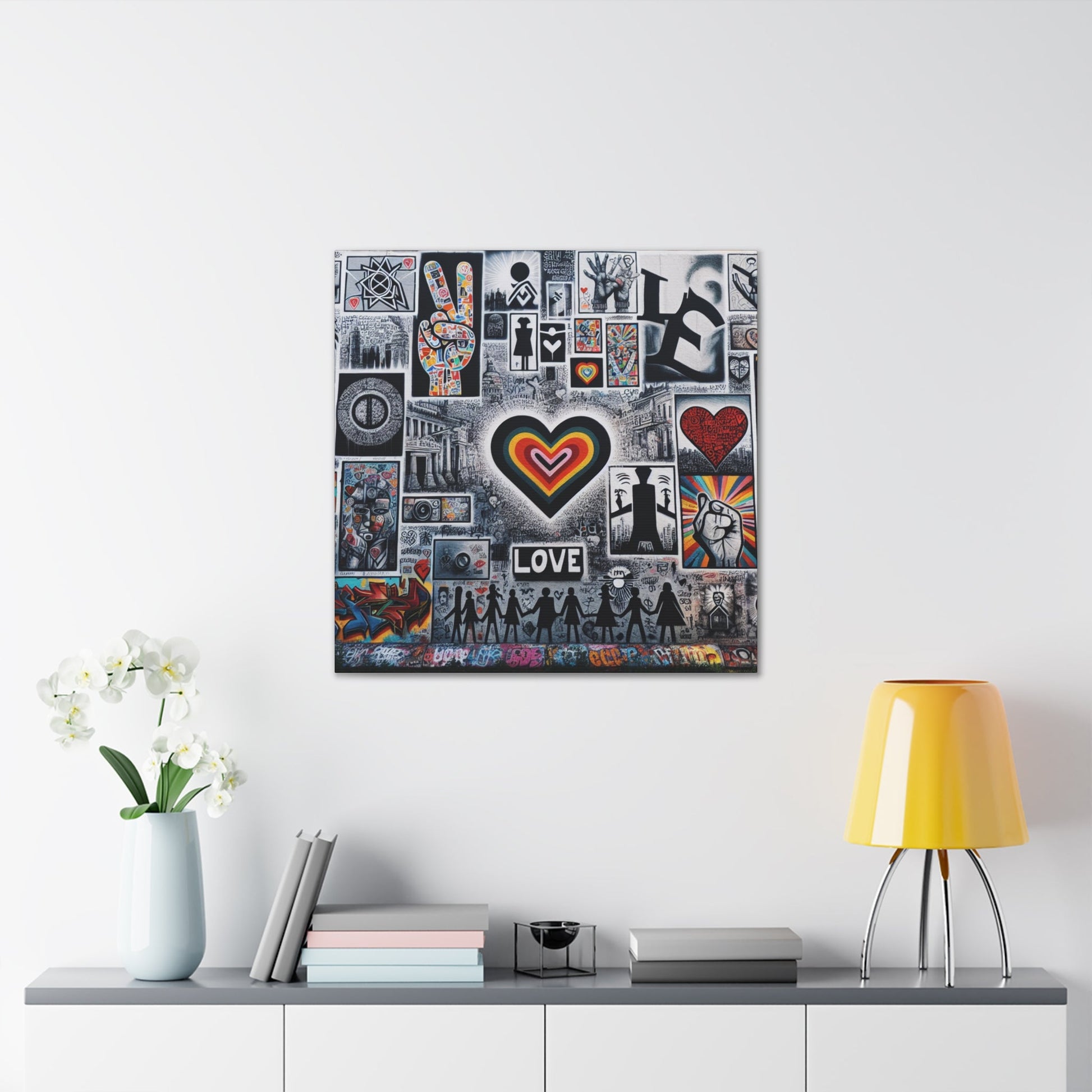 "Eclectic Love Mural: Vibrant Unity" - Canvas - Authentic4Us