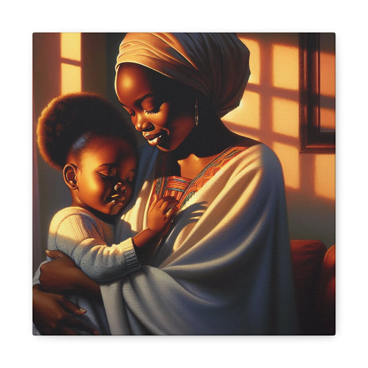 "Embracing Serenity: Mother and Child" - Canvas - Authentic4Us