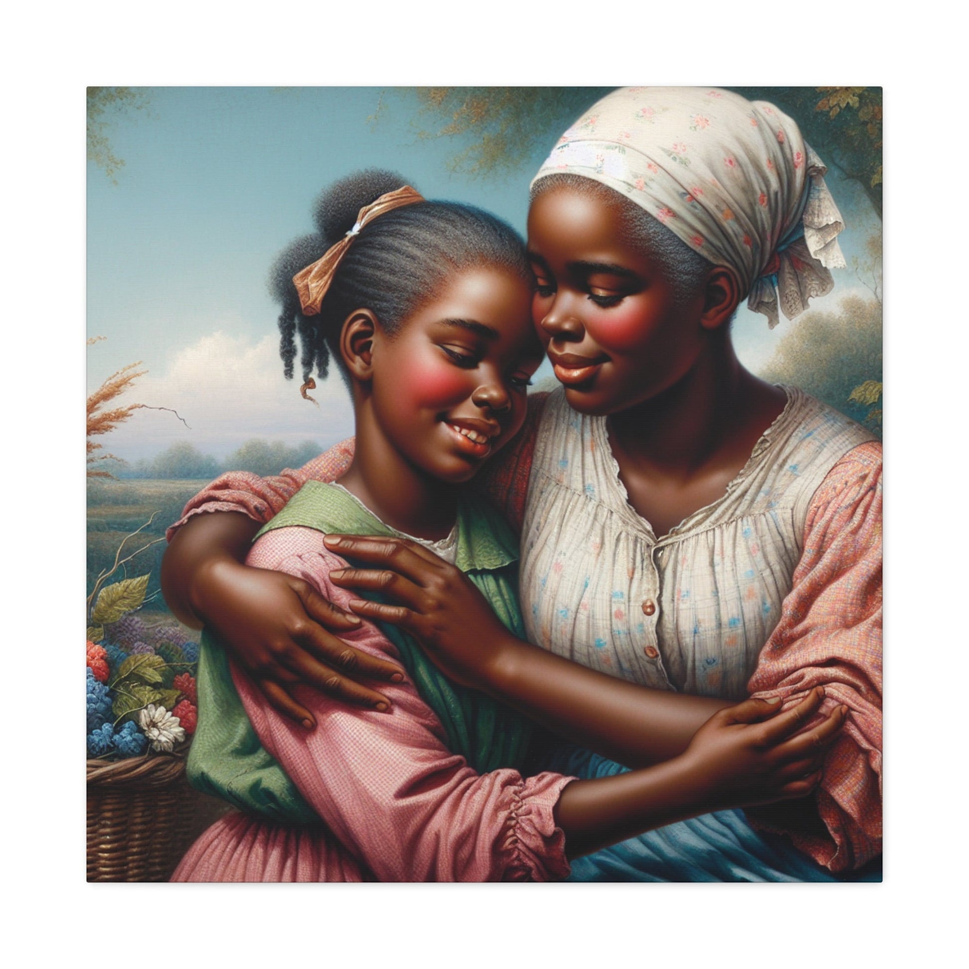 "Enchanting Embrace: Mother and Daughter" - Canvas - Authentic4Us