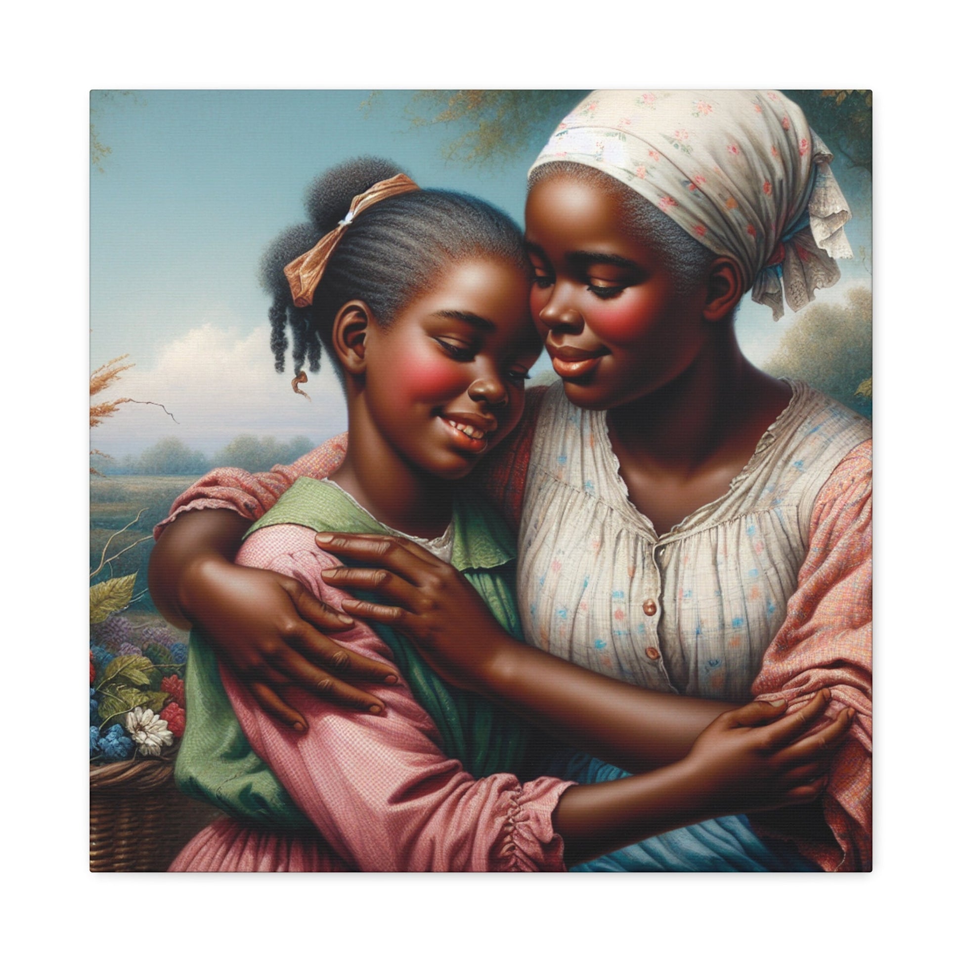 "Enchanting Embrace: Mother and Daughter" - Canvas - Authentic4Us