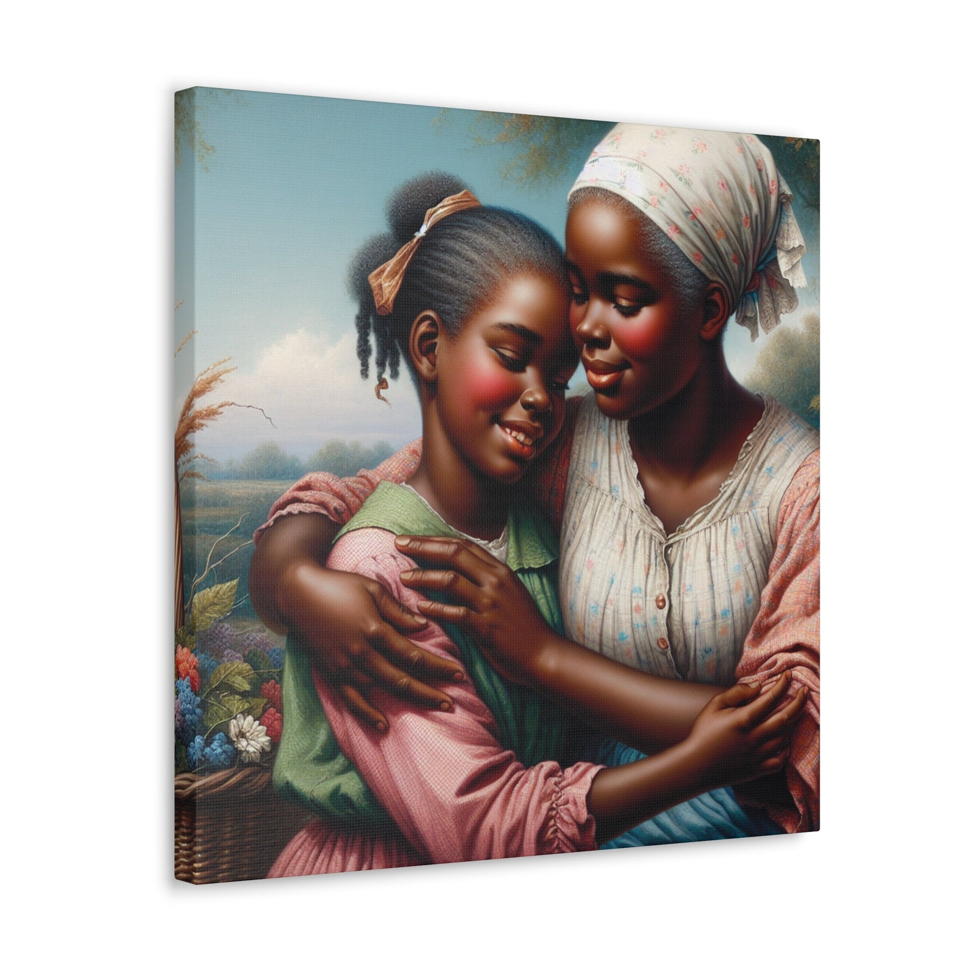 "Enchanting Embrace: Mother and Daughter" - Canvas - Authentic4Us