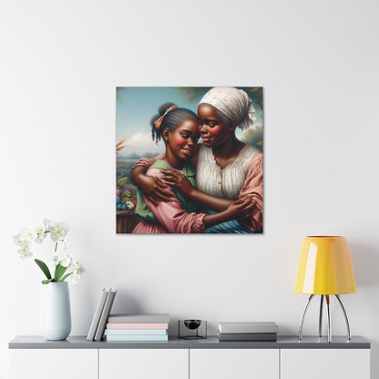 "Enchanting Embrace: Mother and Daughter" - Canvas - Authentic4Us