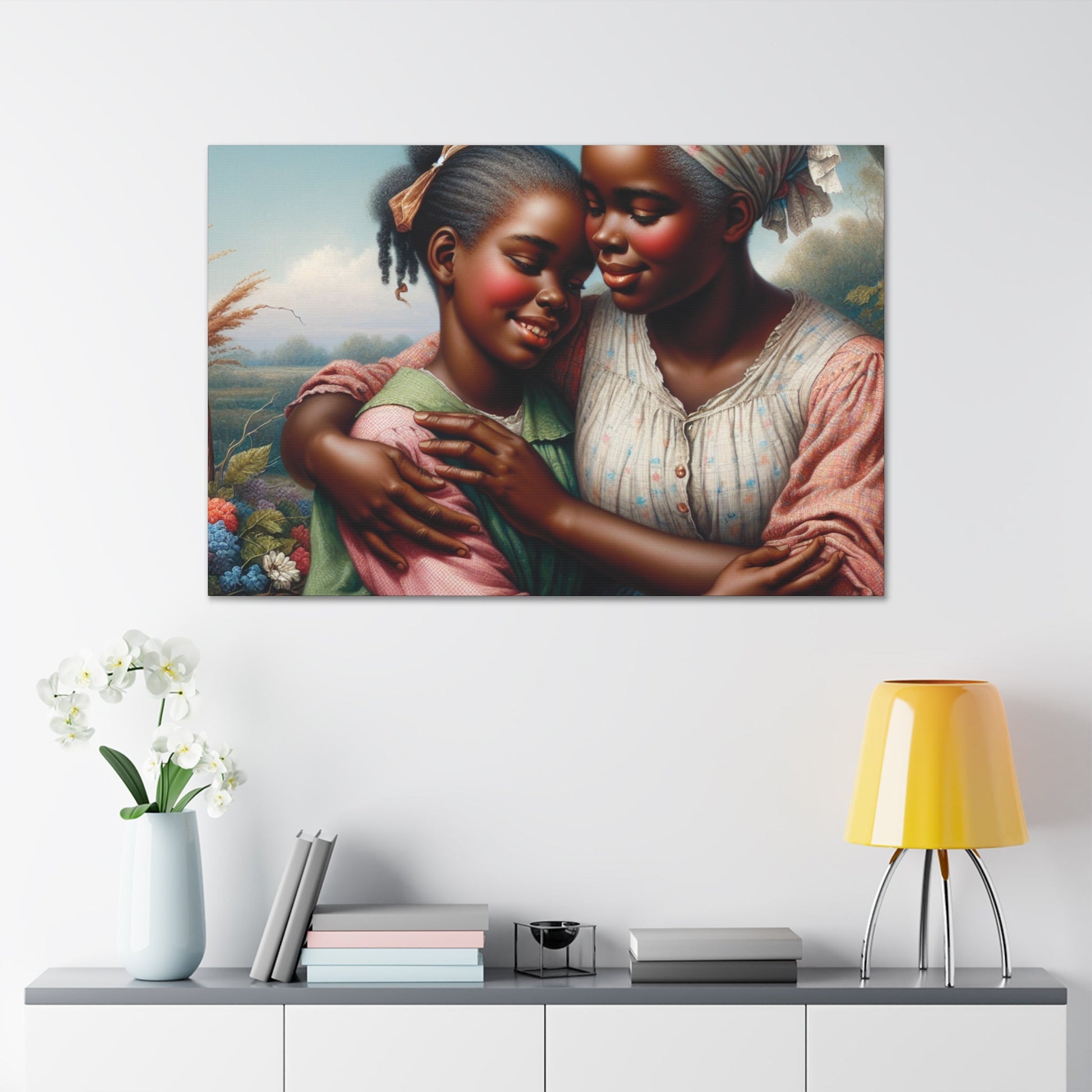 "Enchanting Embrace: Mother and Daughter" - Canvas - Authentic4Us