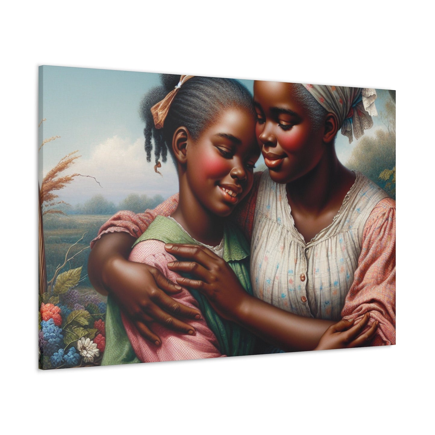 "Enchanting Embrace: Mother and Daughter" - Canvas - Authentic4Us