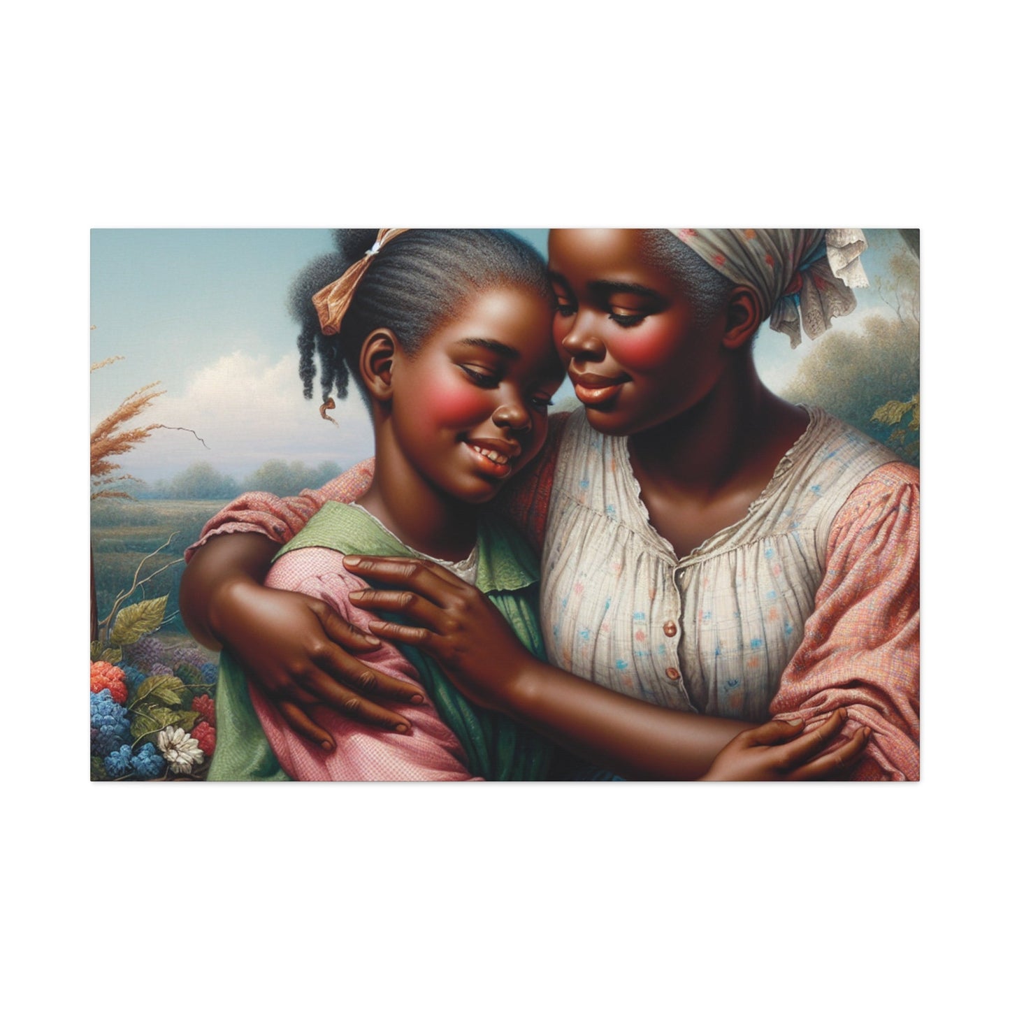 "Enchanting Embrace: Mother and Daughter" - Canvas - Authentic4Us