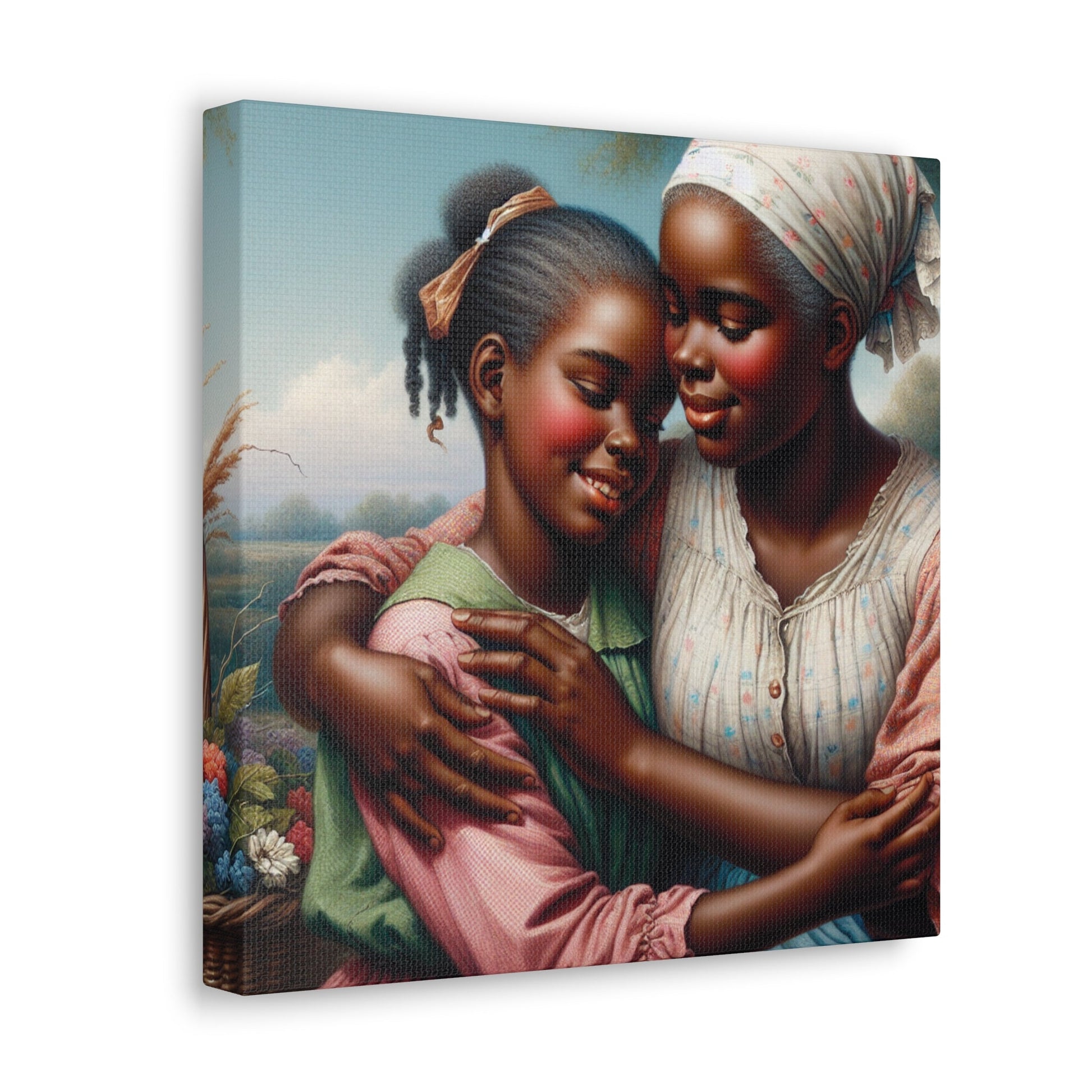 "Enchanting Embrace: Mother and Daughter" - Canvas - Authentic4Us