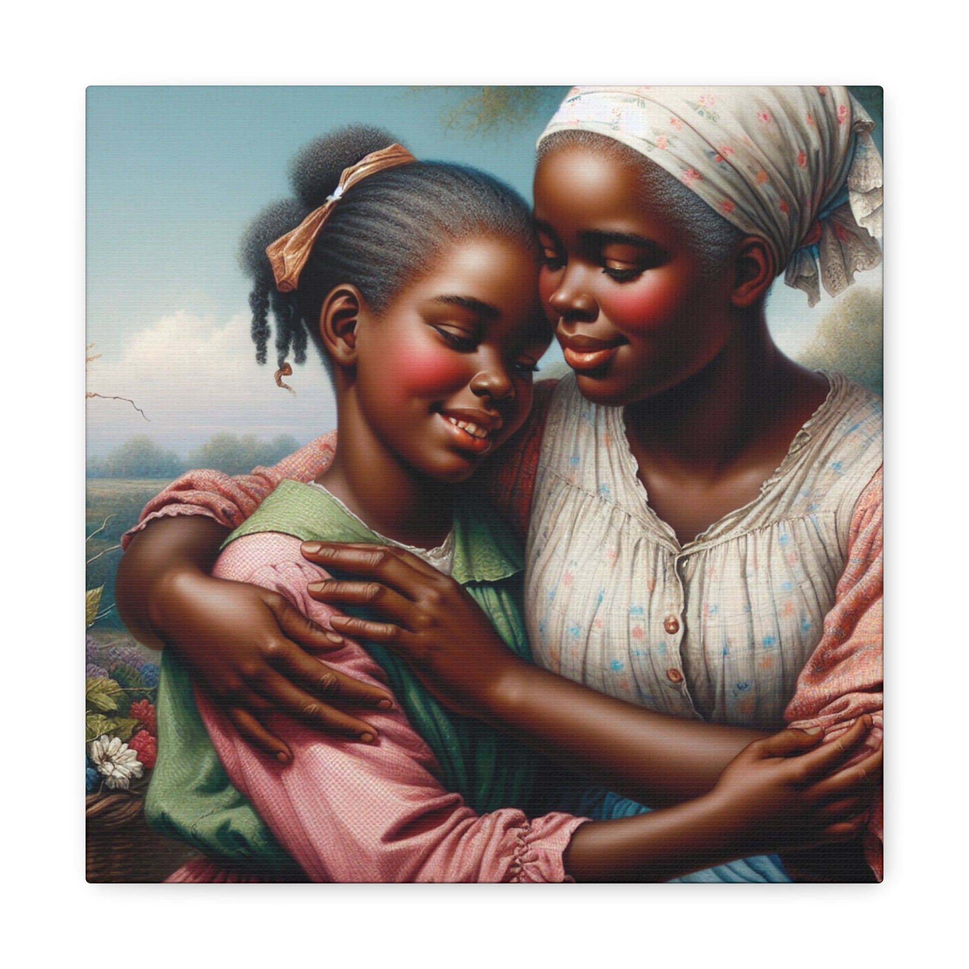 "Enchanting Embrace: Mother and Daughter" - Canvas - Authentic4Us