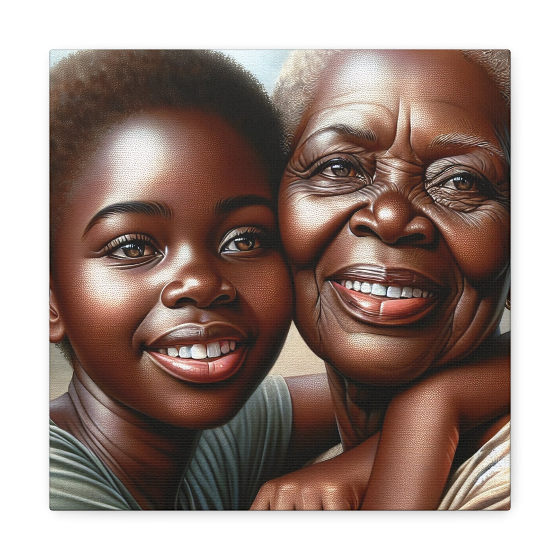 "Endearing Generations: A Hyperrealistic Portrait" - Canvas - Authentic4Us