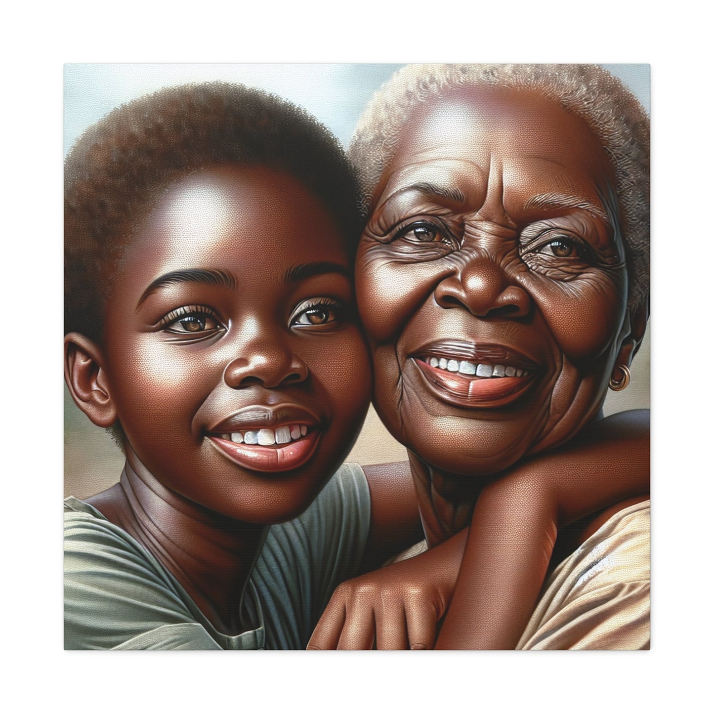 "Endearing Generations: A Hyperrealistic Portrait" - Canvas - Authentic4Us