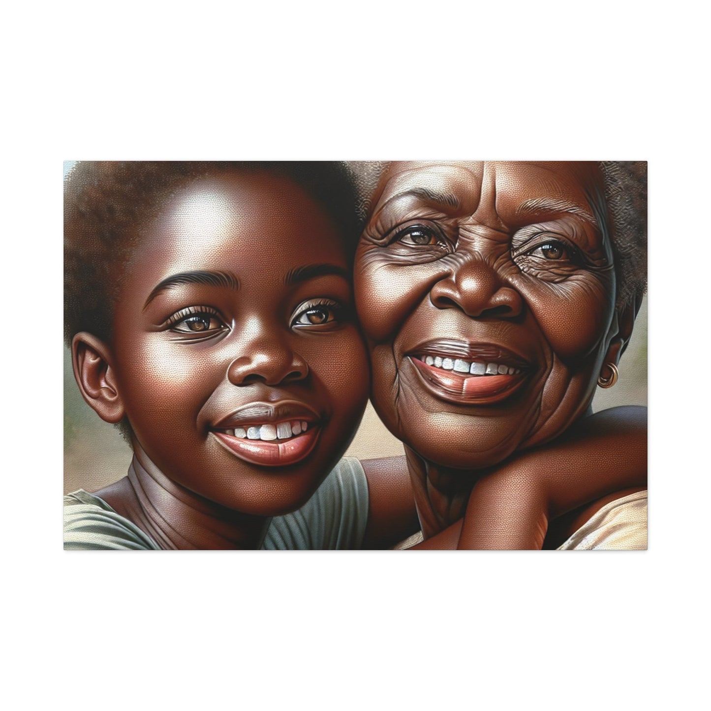 "Endearing Generations: A Hyperrealistic Portrait" - Canvas - Authentic4Us