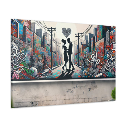 "Ethereal Urban Love: Graffiti Delight" - Canvas - Authentic4Us