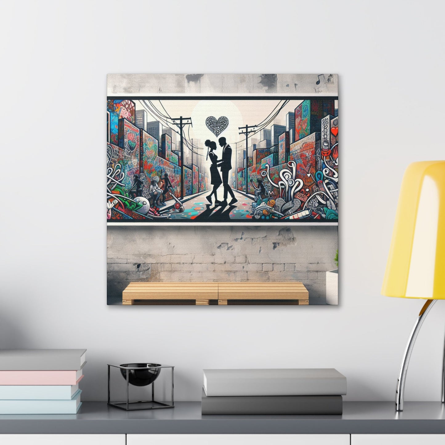 "Ethereal Urban Love: Graffiti Delight" - Canvas - Authentic4Us