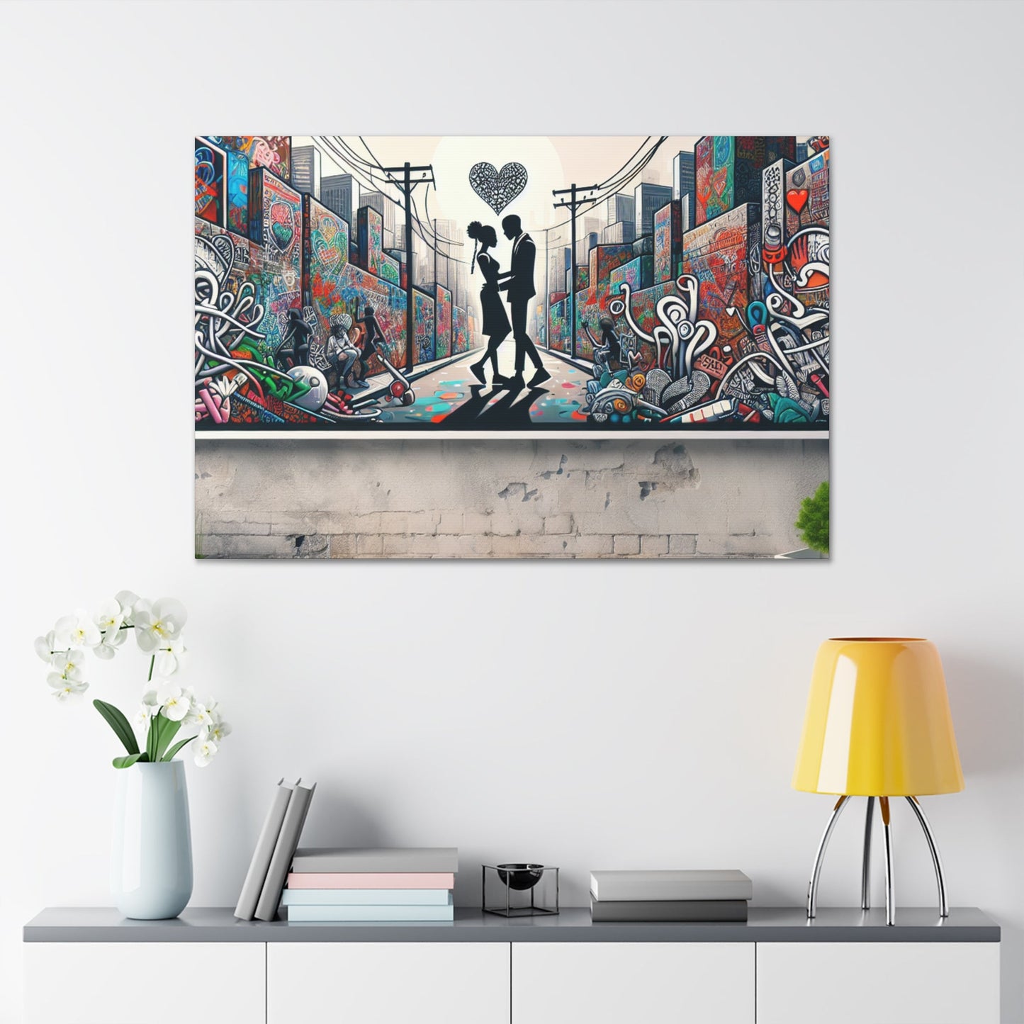 "Ethereal Urban Love: Graffiti Delight" - Canvas - Authentic4Us