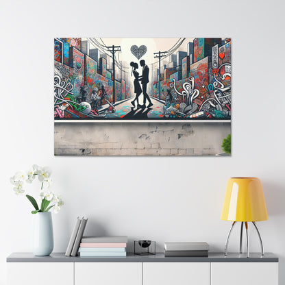 "Ethereal Urban Love: Graffiti Delight" - Canvas - Authentic4Us