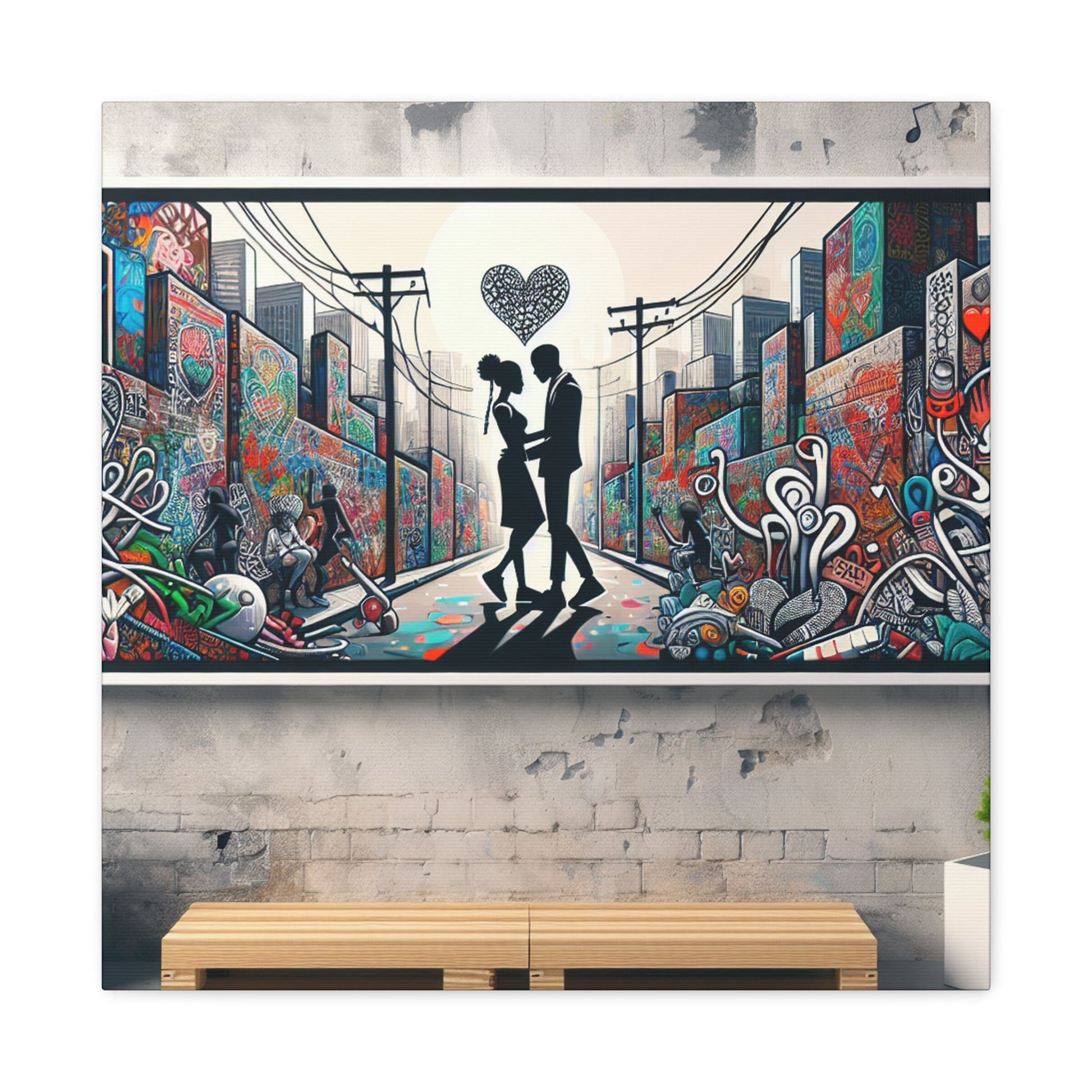 "Ethereal Urban Love: Graffiti Delight" - Canvas - Authentic4Us