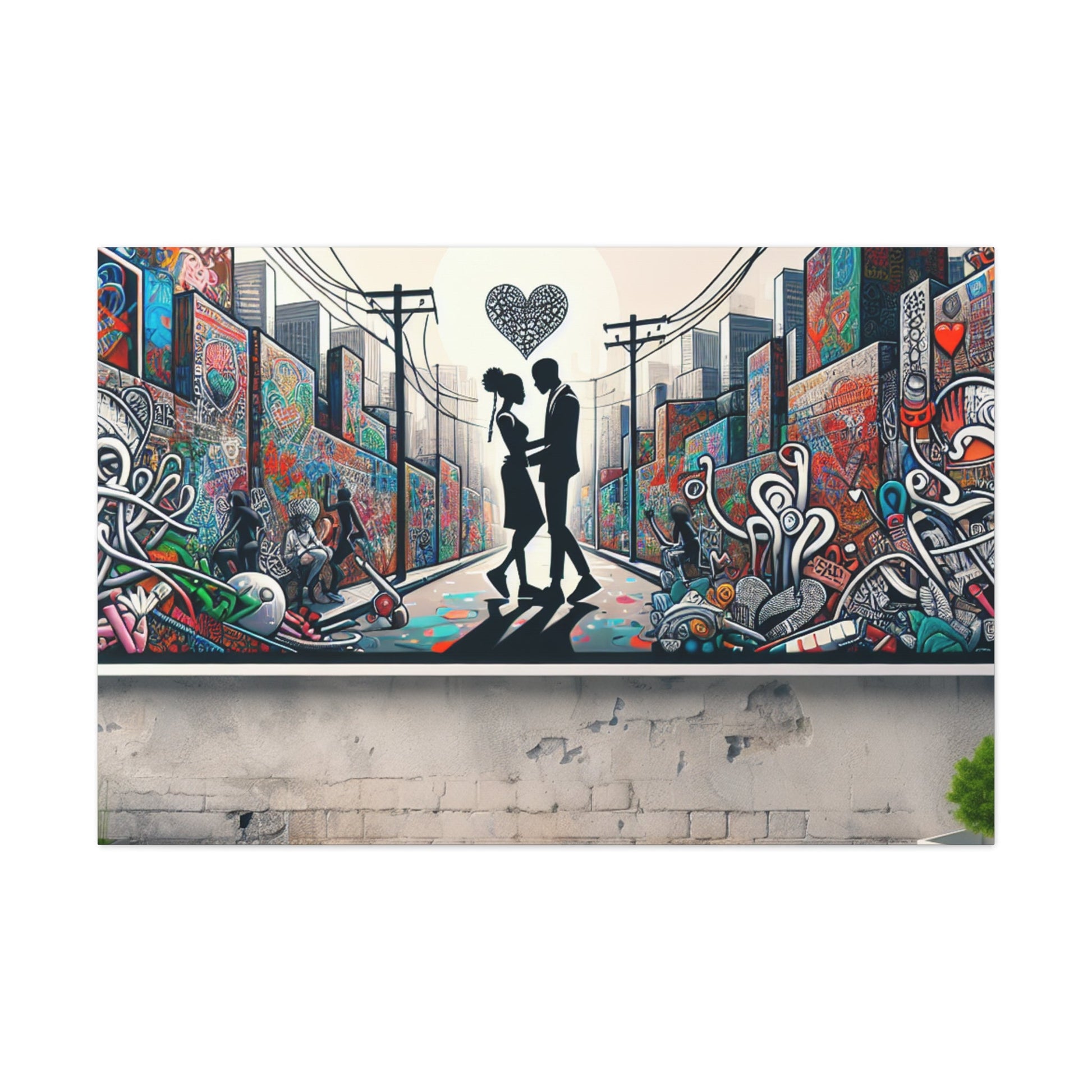 "Ethereal Urban Love: Graffiti Delight" - Canvas - Authentic4Us