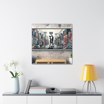 "Ethereal Urban Love: Graffiti Delight" - Canvas - Authentic4Us