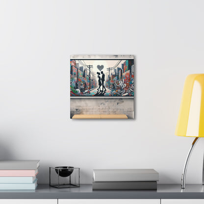 "Ethereal Urban Love: Graffiti Delight" - Canvas - Authentic4Us