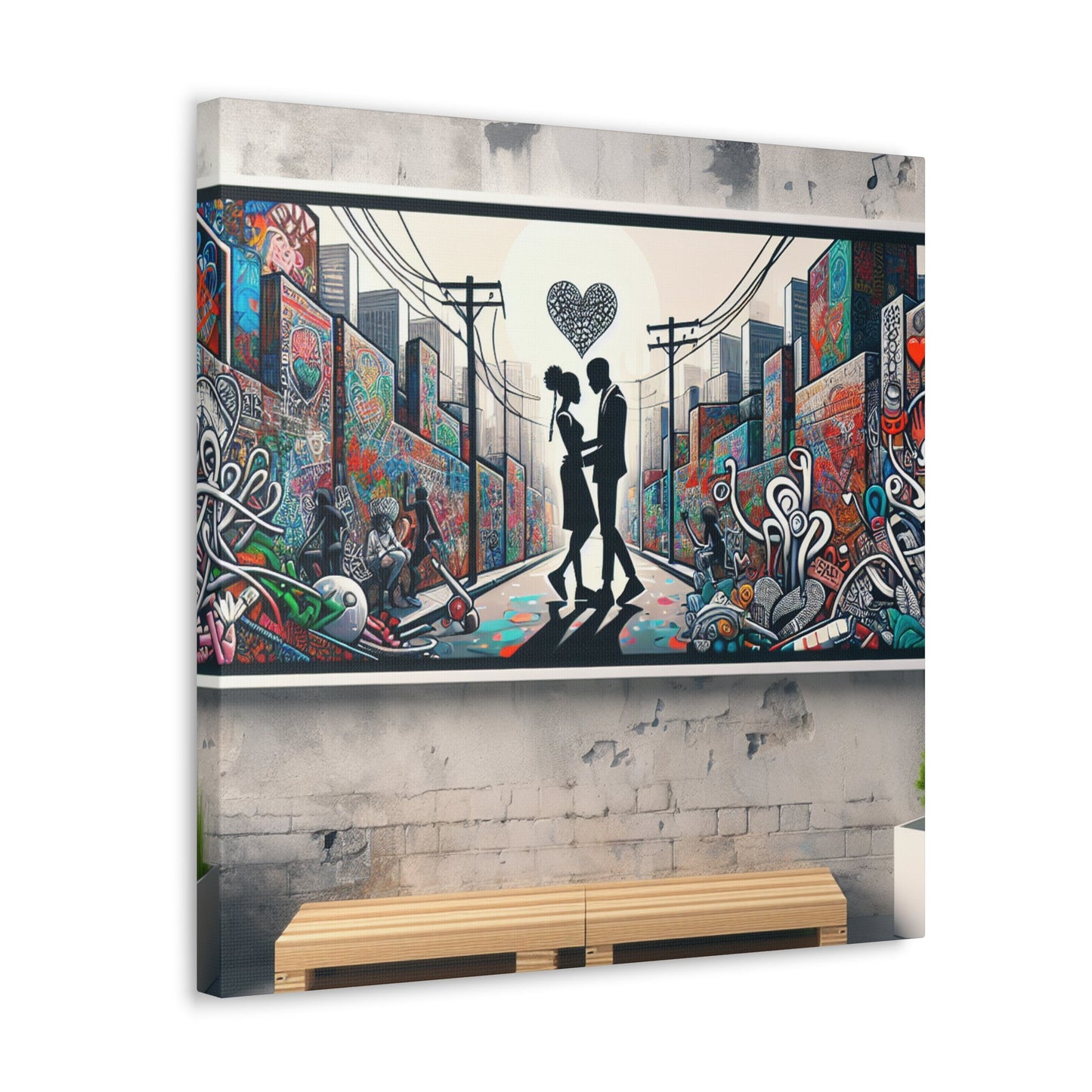 "Ethereal Urban Love: Graffiti Delight" - Canvas - Authentic4Us