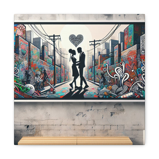 "Ethereal Urban Love: Graffiti Delight" - Canvas - Authentic4Us