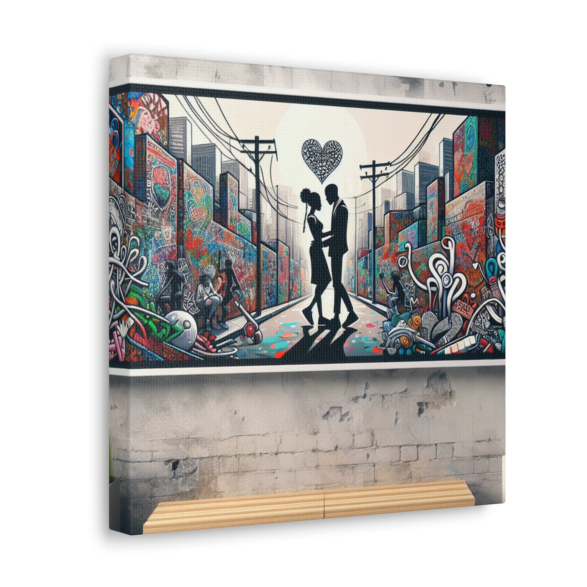 "Ethereal Urban Love: Graffiti Delight" - Canvas - Authentic4Us