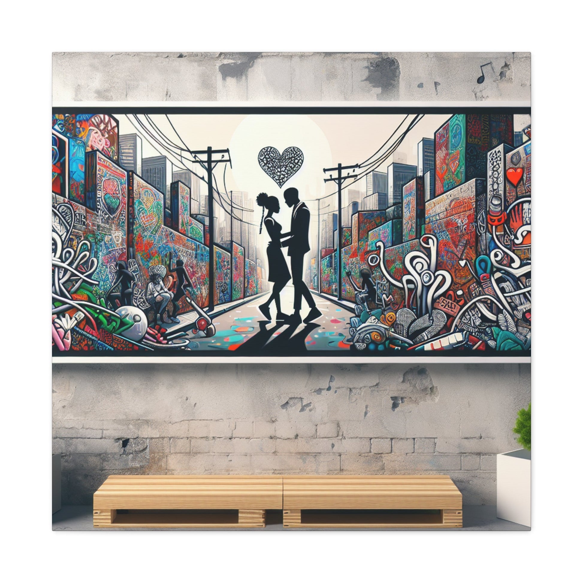 "Ethereal Urban Love: Graffiti Delight" - Canvas - Authentic4Us