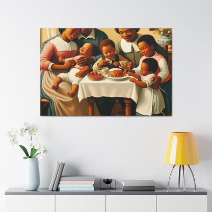 "Familial Bliss: A Joyful Dinner" - Canvas - Authentic4Us