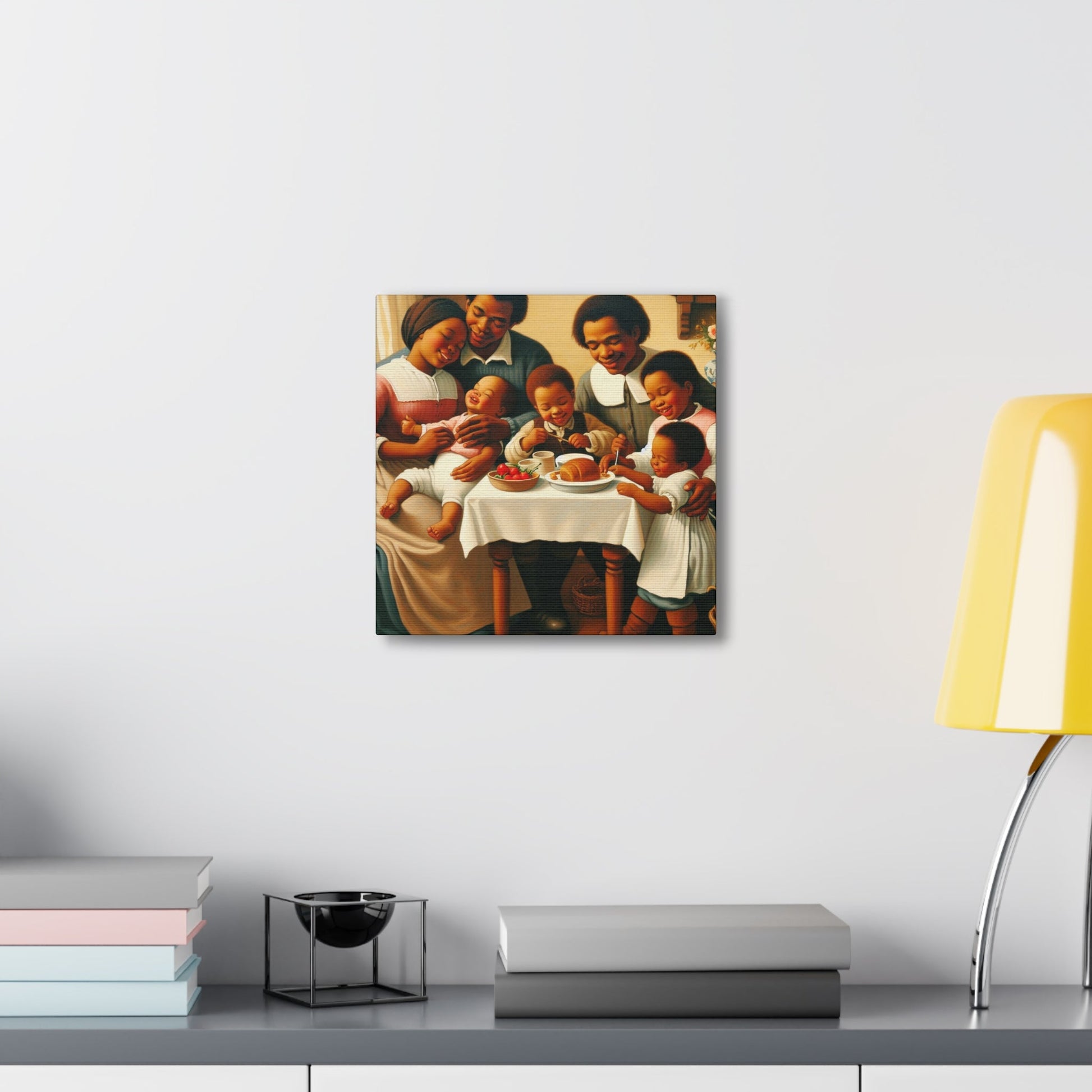 "Familial Bliss: A Joyful Dinner" - Canvas - Authentic4Us