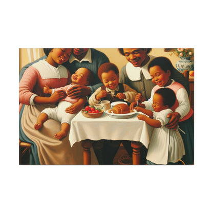 "Familial Bliss: A Joyful Dinner" - Canvas - Authentic4Us