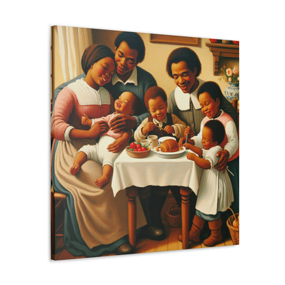 "Familial Bliss: A Joyful Dinner" - Canvas - Authentic4Us