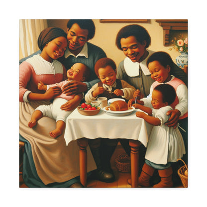 "Familial Bliss: A Joyful Dinner" - Canvas - Authentic4Us